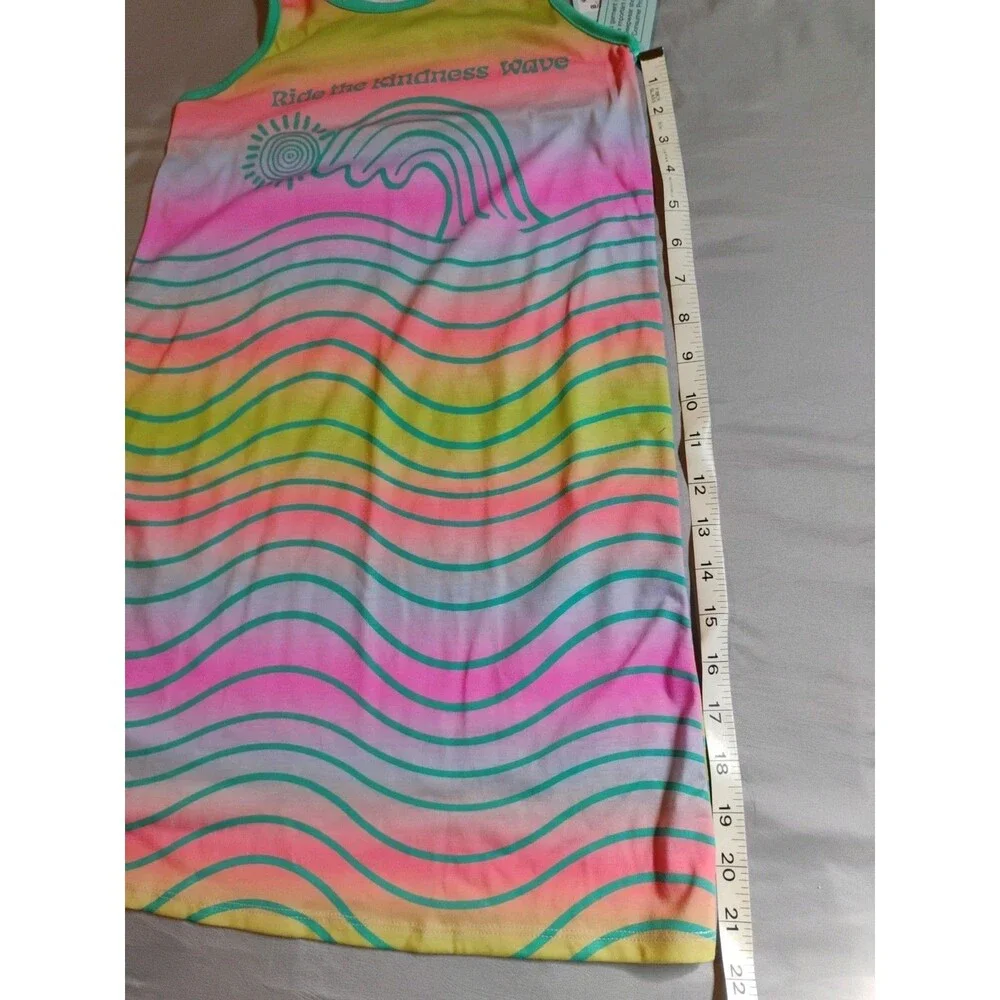 Cat & Jack Rainbow Tank Dress Medium 7/8 1 Piece Ride The Kindness Wave Bright